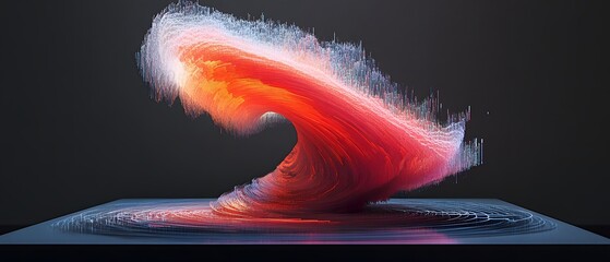 Poster - An abstract representation of a vibrant wave, blending colors of red, orange, and blue in a mesmerizing design