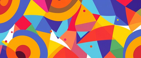 Wall Mural - vibrant multicolor abstract shapes forming a dynamic, modern vector pattern with ample blank space, 