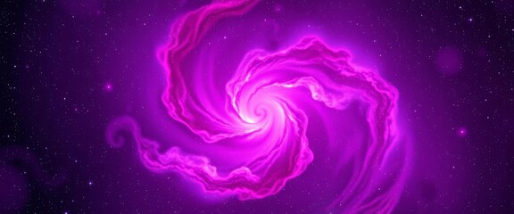 Wall Mural - Vibrant pink and purple cosmic nebula swirls, scattered with bright stars, pattern, photo