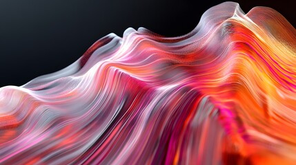 Poster - Vibrant abstract waves blend in stunning hues of pink, orange, and white, creating a mesmerizing visual experience that captivates the imagination and inspires creativity.