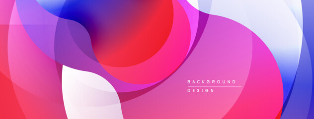 Poster - Abstract fluid shapes overlap, creating vibrant color gradients. Pink, red, blue hues dominate composition. Modern design element.