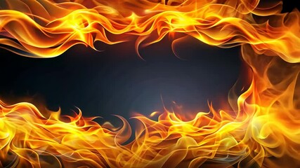 Poster - Fiery Frame Animated Flames Border with Dark Center for Text or Graphics
