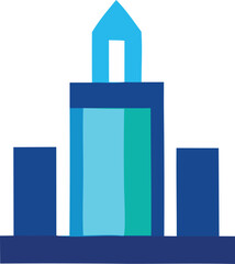 Poster - Vector illustration of a blue building icon, a business symbol for web design