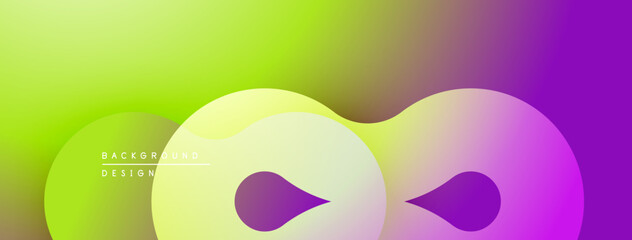 Poster - Abstract vibrant background. Smooth gradients blend green, yellow, purple hues. Modern design elements create dynamic visual flow.
