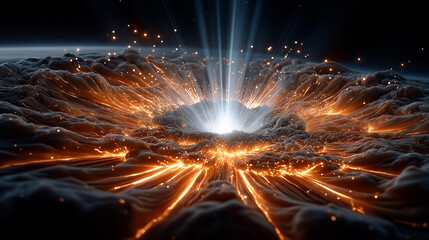 Wall Mural - cosmic birth: a captivating abstract image showcasing a glowing, ethereal cosmic event, a celestial 
