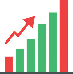 Poster - Business growth illustrated by a 3D bar graph chart with an upward arrow signifies financial success