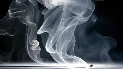 Aufkleber - White smoke curls and swirls upward from a burning object against a dark backdrop