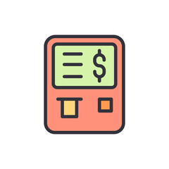 Poster - charming illustration of an automated teller machine on transparent display