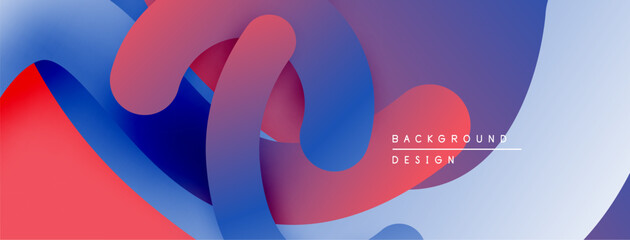 Poster - Abstract fluid shapes overlap, creating vibrant red, blue gradients. Modern design suggests movement, depth, visual interest.