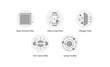 © Creative_Captain - Air Purification Technologies Icon Set. Includes Merv 10 Filter, Activated Carbon Filtration, HEPA Filtering, UV-C Light Technology, and Negative Ions Sterilization.
