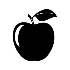 Black Apple Fruit Minimalist Silhouette Icon Vector Illustration