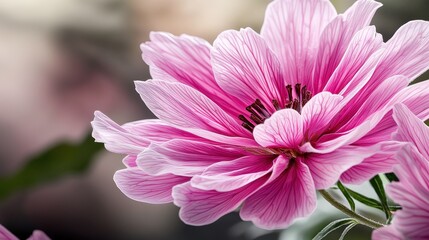 Aufkleber - Delicate pink flower blooming in nature close-up view botanical photography tranquil environment