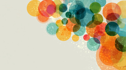 Wall Mural - Colorful abstract design featuring overlapping circles in various sizes and hues creating a vibrant atmosphere