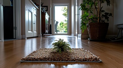 Poster - Indoor plant arrangement on rug modern home photography minimalist close-up nature inspiration