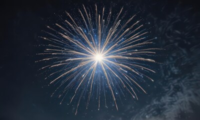 Wall Mural - Isolated blue fireworks burst against a starlit night sky ,  fiery,  burst,  dramatic