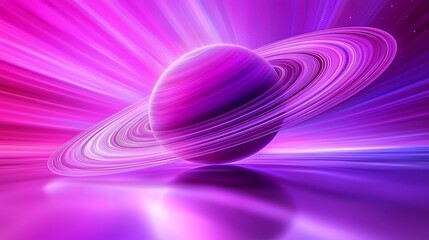 Poster - Celestial event saturn orbiting in space digital art vibrant colors cosmic environment abstract viewpoint