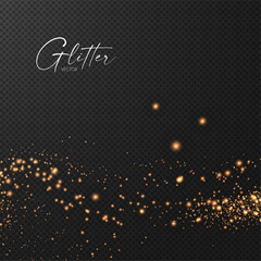 Wall Mural - gold glitter transparent effect. elegant luxury gold dust. shining light effect. golden dust