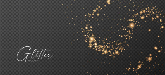 Wall Mural - gold glitter transparent effect. elegant luxury gold dust. shining light effect. golden dust
