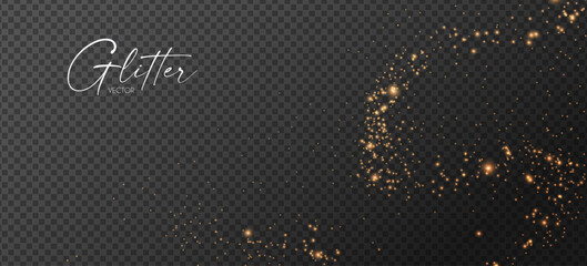 Wall Mural - gold glitter transparent effect. elegant luxury gold dust. shining light effect. golden dust