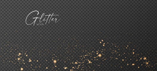 Wall Mural - gold glitter transparent effect. elegant luxury gold dust. shining light effect. golden dust