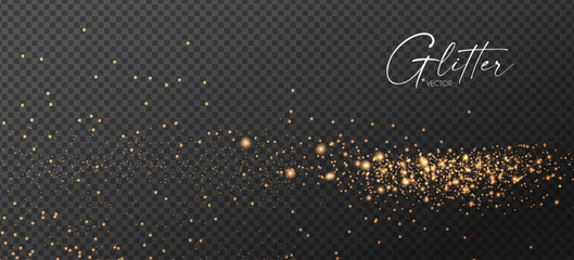 Wall Mural - gold glitter transparent effect. elegant luxury gold dust. shining light effect. golden dust