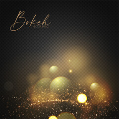 Wall Mural - abstract gold bokeh background. shining transparent light effect. textured space