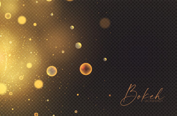 Wall Mural - abstract gold bokeh background. shining transparent light effect. textured space