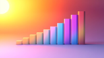 Poster - An engaging D bar graph illustrating market trends, with detailed textures on the bars and a gradient color scheme that enhances the visual impact of the data.