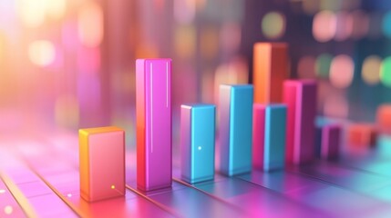 Leinwandbilder - An engaging D bar graph illustrating market trends, with detailed textures on the bars and a gradient color scheme that enhances the visual impact of the data.