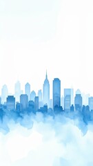 Poster - Watercolor City Skyline with Soft Edges and Translucent Colors