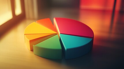 Poster - A colorful D pie chart with slices that appear to pop out, set against a contrasting background, showcasing data segments in a visually engaging way.
