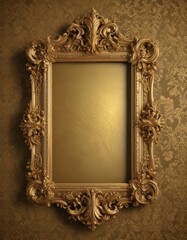 Wall Mural - Ornate frames in gold on a rich damask pattern ,  scrollwork,  background,  rich texture