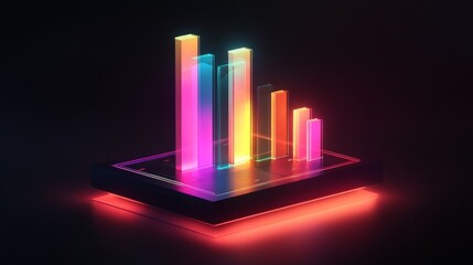Poster - A professional D bar chart with a clean layout, showcasing different financial metrics in distinct colors, complemented by light effects to enhance its visual appeal.