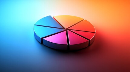 Fototapete - A stunning D pie chart with intricately designed segments, set against a gradient backdrop, emphasizing the complexity and richness of financial data.