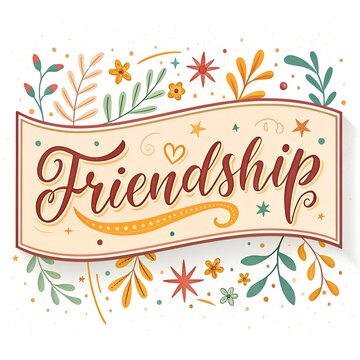 Friendship Lettering Calligraphy Banner, Poster, Card Vector Illustration.