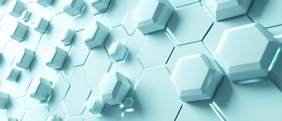 Fototapete - Abstract 3d rendering of a geometric honeycomb background featuring a repeating hexagonal pattern with light and shadow effects.