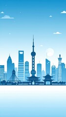 Poster - City Skyline with Focus on Layering Different Elements in Composition