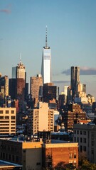 Poster - City Skyline with Play of Light on Surfaces at Various Angles
