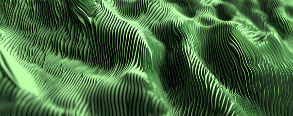 Poster - Abstract green wavy lines 3d render background texture