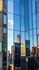 Poster - Modern City Skyline Reflected in Glass Facades of Buildings