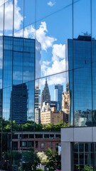 Poster - Reflection of Modern City Skyline in Glass Facades of Buildings
