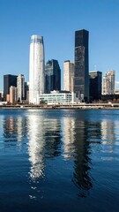 Poster - Reflections of Modern City Skyline Over Calm River Waters