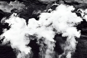Aufkleber - Abstract world map smoke black and white aerial view
