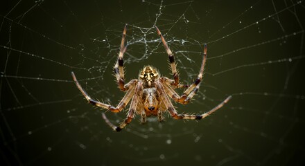 A Close-Up of a Spider on its Web