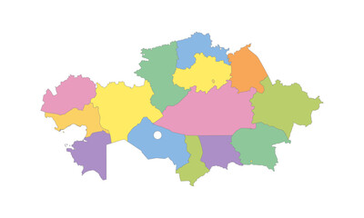  Multicolor Map of Kazakhstan with Regions