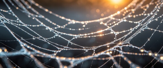 DewKissed Spiderweb. A Delicate Dance of Light and Water on Natures Canvas.
