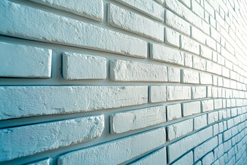 Poster - White brick wall texture background light blue tone