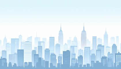 Poster - Sprawling Cityscape with Emphasis on Urban Horizontality in Blue Hues