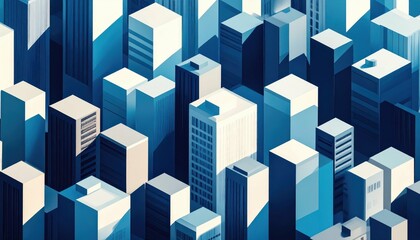 Poster - Cityscape with Unique Shadow Patterns on Various Building Surfaces