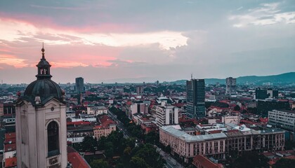 Poster - Vibrant Cityscape Showcasing Colorful Mood and Atmospheric Elements